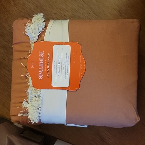 Opalhouse Jungalow solid coral Full percale fringe hem SheetSet 100% Cotton New… - Picture 4 of 7